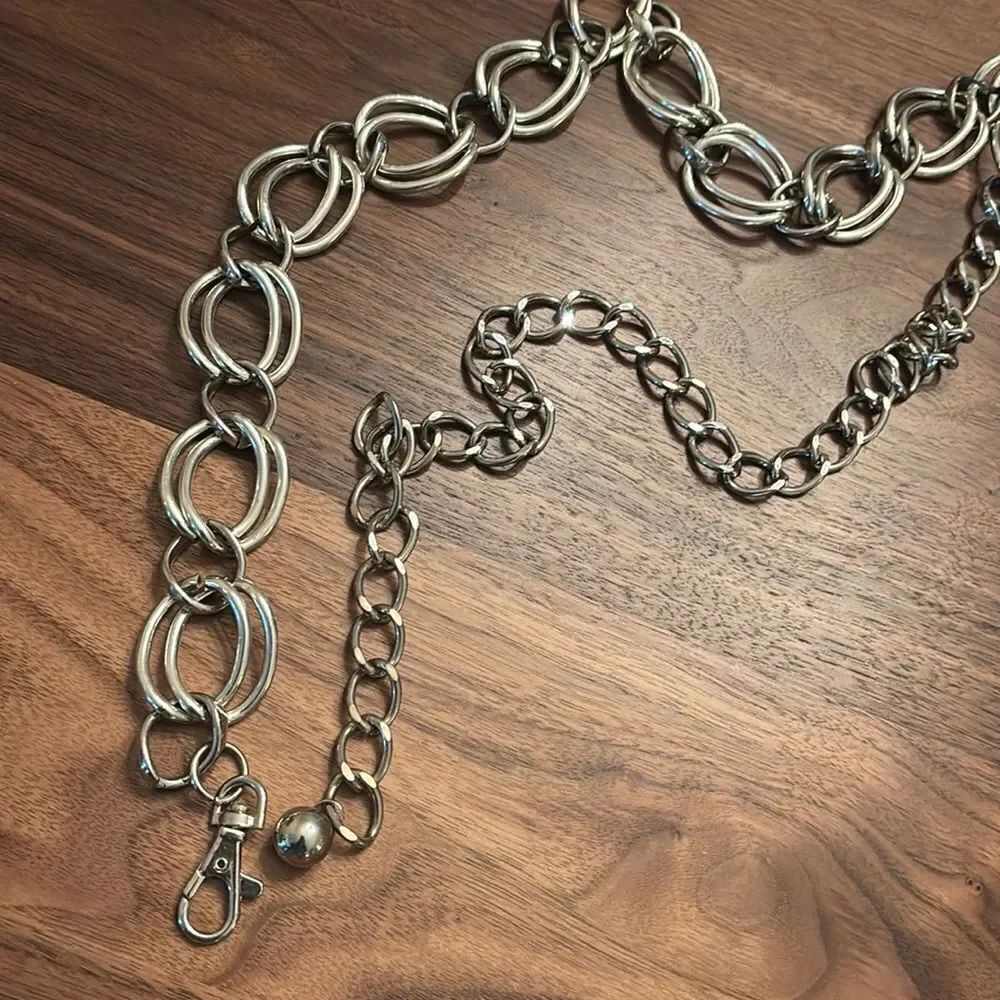 Double Ring Silver Chain Belt